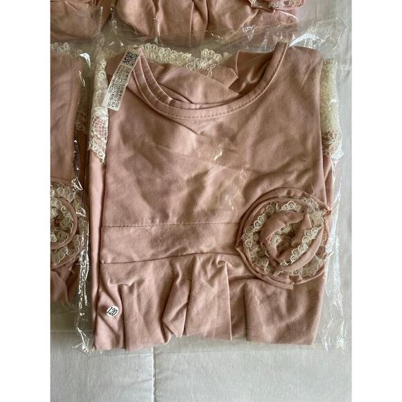 Blush Pink Lace Flower Girl Dresses- bundle of 4 - Picture 2 of 10